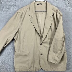 Duluth Trading Co. Mens Blazer Jacket 2XL Beige Safari Outdoor Cotton Pockets
